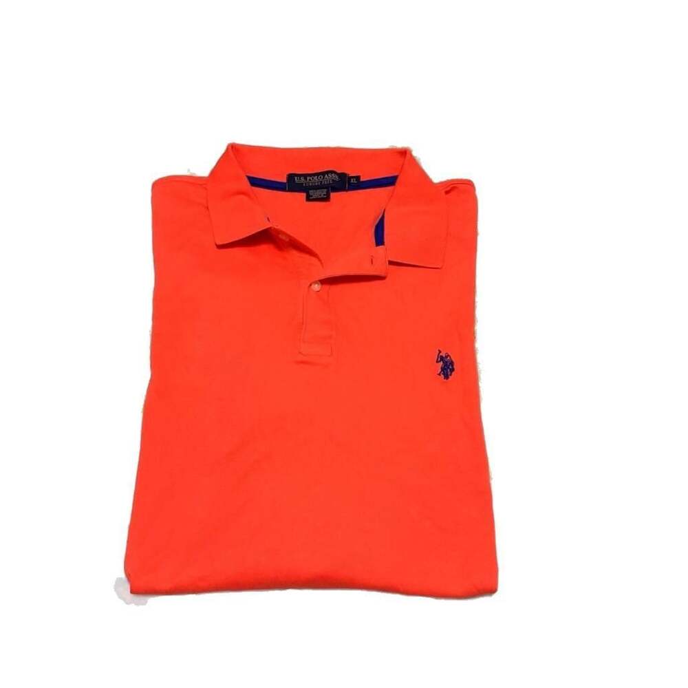 U.S. Polo Assn Luxury Feel Short Sleeve Polo Shirt Orange XL Golf Preppy